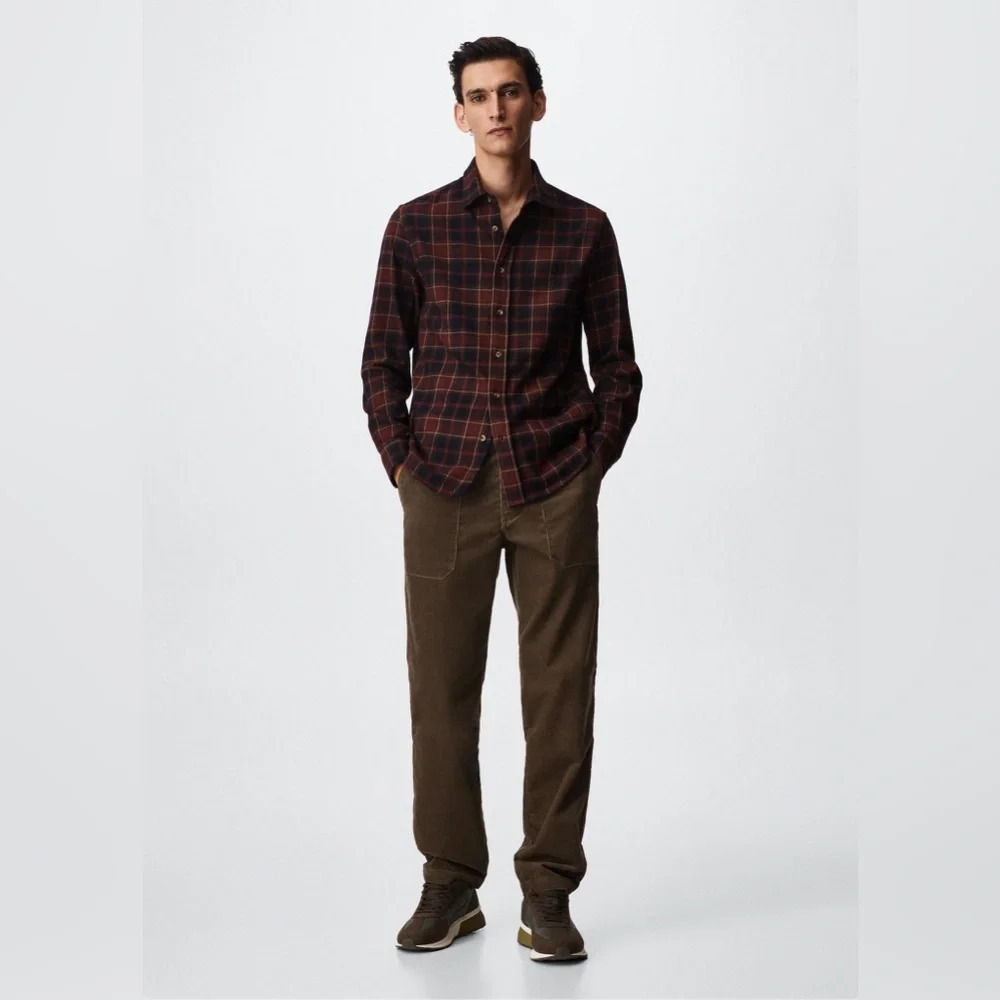 MANGO Regular fit checked flannel shirt Sz : S